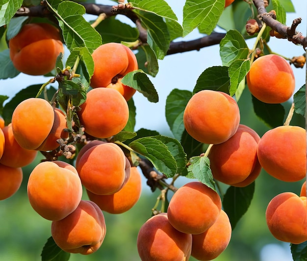 Photo abricots sur une branche