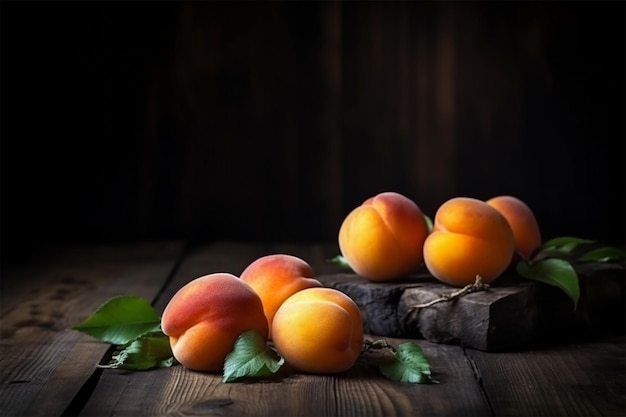 Abricots mûrs sur la vieille table en bois