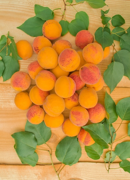 Abricots sur une table en bois