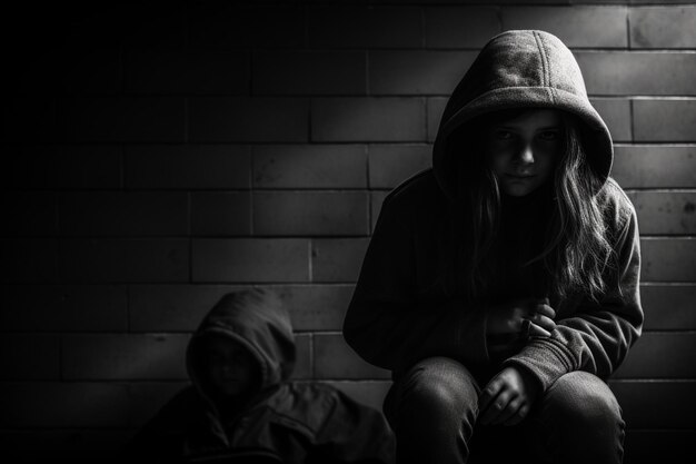 Photo absence parentale un enfant qui semble seul ou triste alors qu'il manque un parent qui est absent