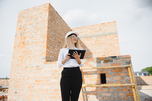 Absorbé par le travail d'une femme ingénieur travaillant avec une tablette