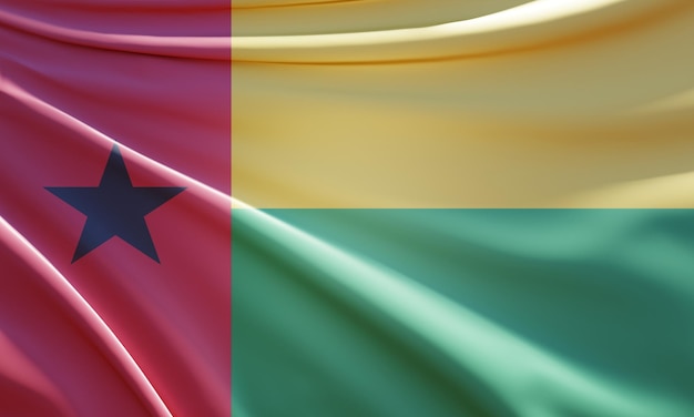 Abstract 3d illustration du drapeau de la guinée bissau sur tissu ondulé