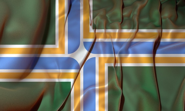 Abstract 3d illustration du drapeau de portland sur tissu ondulé