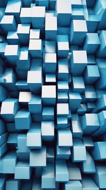 Abstract bleu 3d extrudé voronoi blocs d'arrière-plan génératif ai aig21