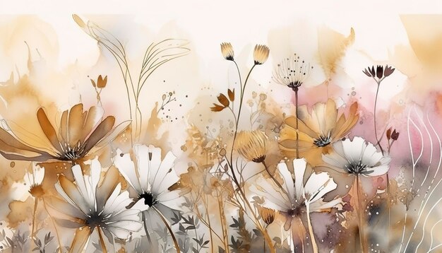 Abstract floral art background vector Fond d'écran de jardin de fleurs colorées de printemps Isolé sur blanc pour cartes de souhaits Thanksgiving de Pâques Spring set background générer ai