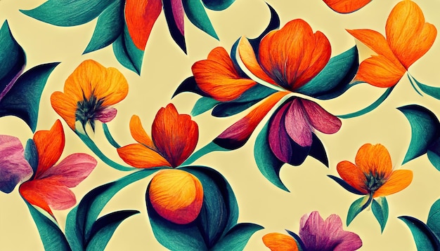 Abstract Floral Illustration Creative Flower Background avec des couleurs vives pour l'art botanique