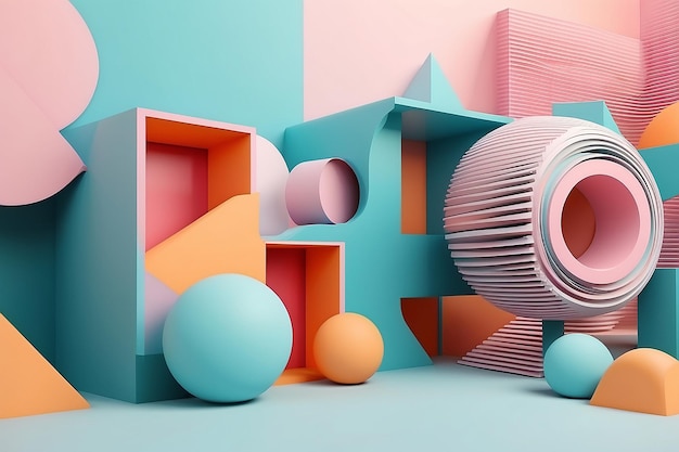 Abstraction architecturale minimaliste Arrière-plan stylé inhabituel Illustration 3D Rendering 3D