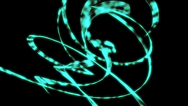 abstraction au néon sous la forme d'une forme tourbillonnante en spirale sur fond noir