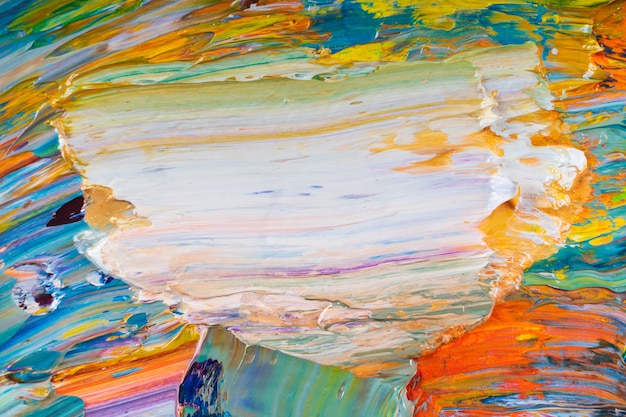 Abstraction Brillante, Juteuse Et Multicolore De Leur Mélange De Peintures à L'huile Sur Un Plan Rapproché.