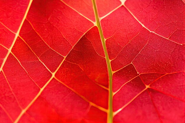 Photo abstraction naturelle feuille de velours rouge remplie de veines