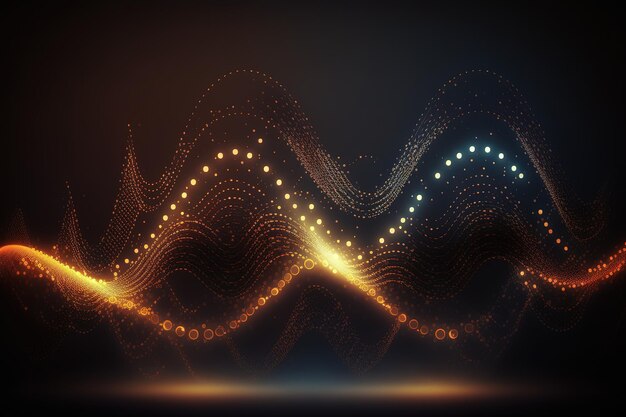 Abstraction d'une onde de gradient avec des points avec des particules lumineusesIA générative