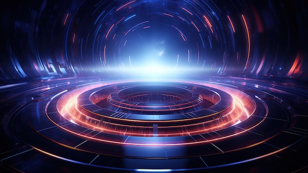 Abstraction de la science-fiction circulaire arrière-plan futuriste couleur brillante générative Ai
