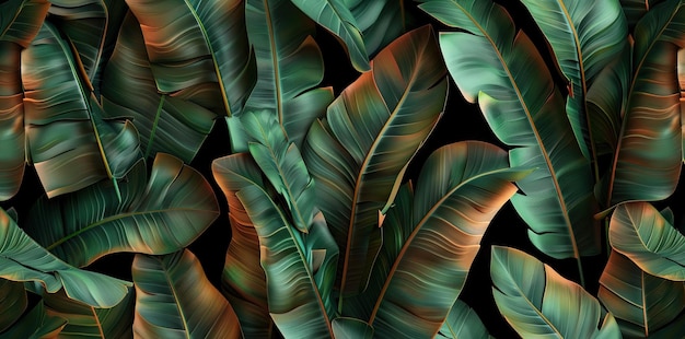 Abstraction de la texture des feuilles vertes nature arrière-plan des feuilles tropicales illustration générée par l'IA
