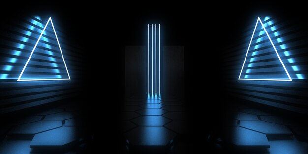 Abstrait 3D avec néons. tunnel au néon. .construction spatiale . .3d illustration33