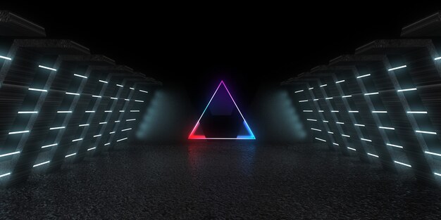 Abstrait 3D avec néons. tunnel au néon. .construction spatiale . .3d illustration33