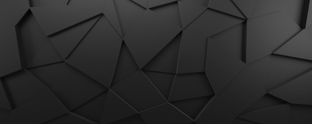 Abstrait 3d sombre avec motif polygonal noir