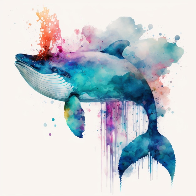 Abstrait Aquarelle Animaux Marins Créatures Océaniques