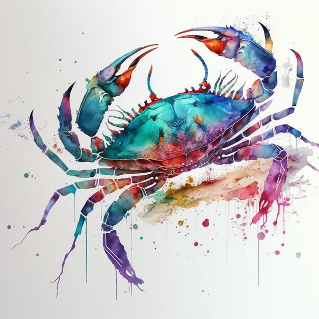 Abstrait Aquarelle Animaux Marins Créatures Océaniques