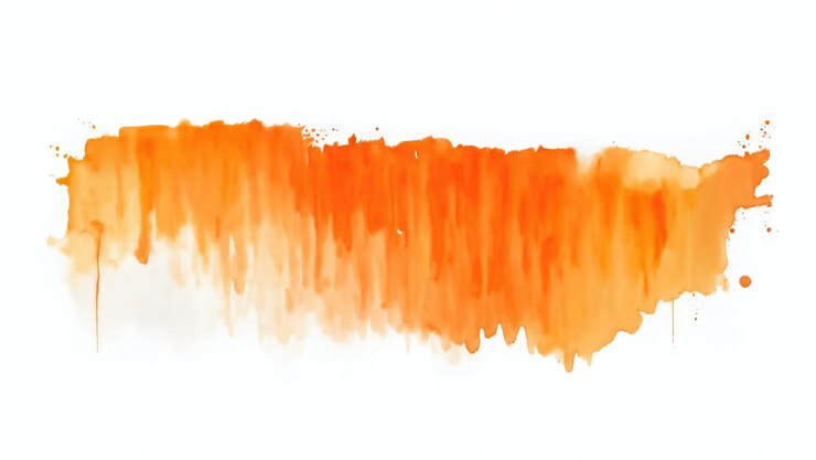 Photo abstrait aquarelle au pinceau orange sur fond blanc