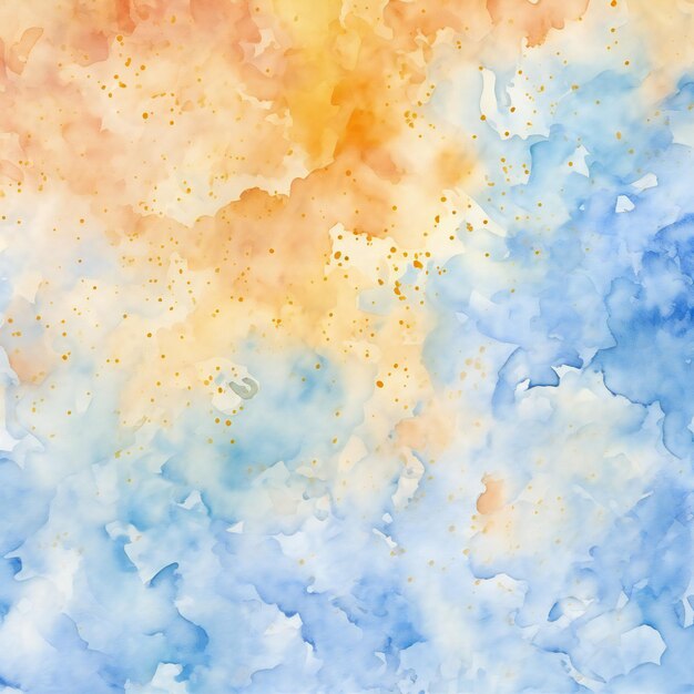 Abstrait aquarelle bleu jaune orange et blanc couleurs