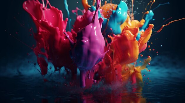 Abstrait aquarelle avec éclaboussures fond coloré ai générative