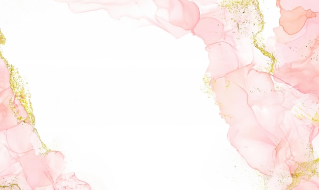 Abstrait Aquarelle rose et blanche avec des accents dorés Design élégant pour invitation de mariage ou bannière