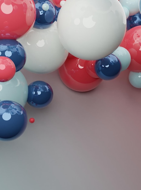 Abstrait art 3d coloré avec plusieurs couleurs Liquide flottant brillant blobs bulles de savon metaballs Composition abstraite avec des boules colorées de différentes tailles Concept d'espace de copie