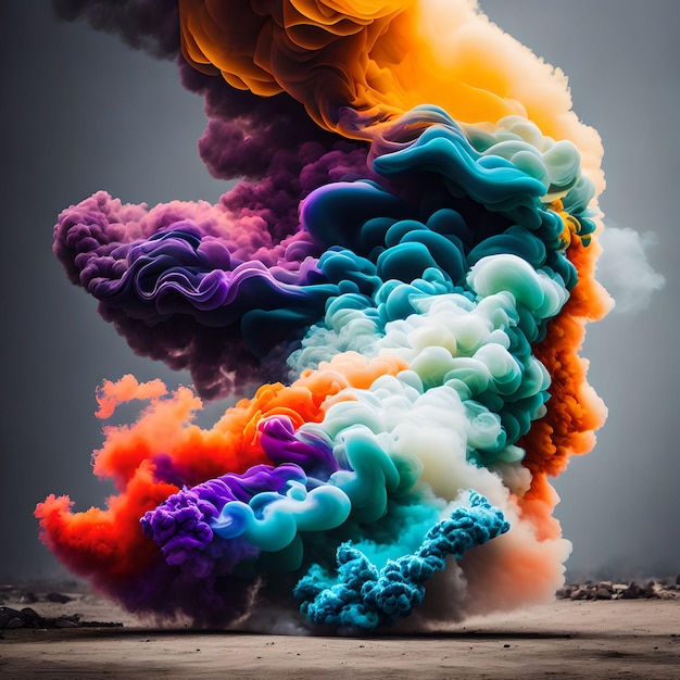 Abstrait d'art génératif de nuage de fumée coloré par AI