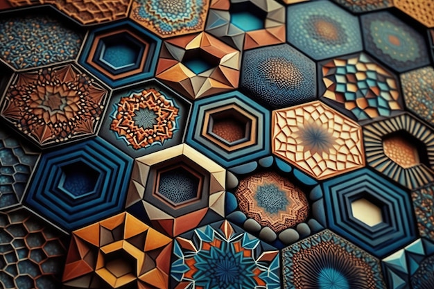 Abstrait art mosaïque en forme hexagonale