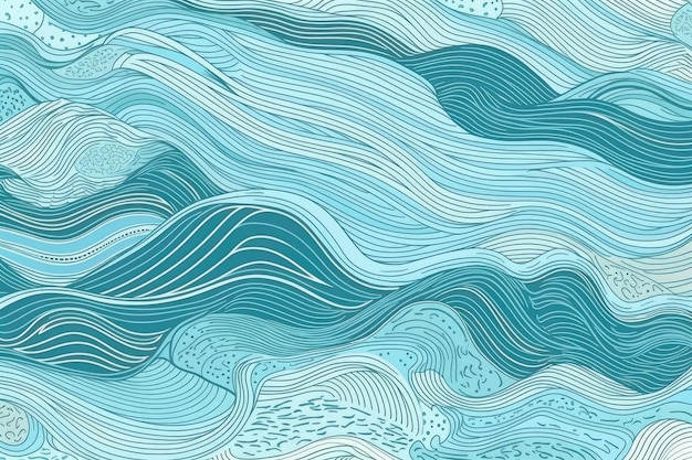 Abstrait bleu et blanc avec des vagues fluides AI générative