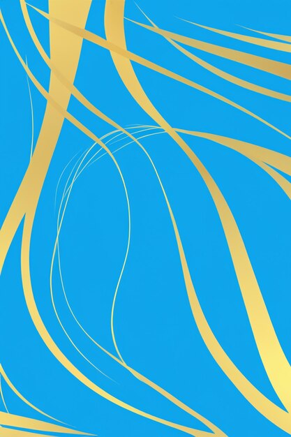 Photo abstrait bleu de lignes lisses dorées