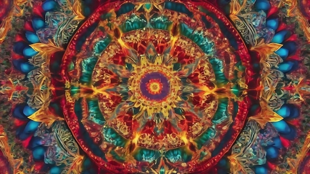 Abstrait coloré brillant et hypnotique concept motif symétrique ornement décoratif kaléidoscope mo
