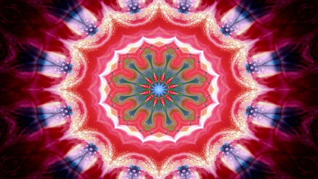 Abstrait coloré motif symétrique ornemental décoratif Kaléidoscope mouvement cercle géométrique et formes d'étoiles