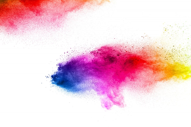 Abstrait coloré de particules de poussière texturé fond. Explosion de particules multicolores.