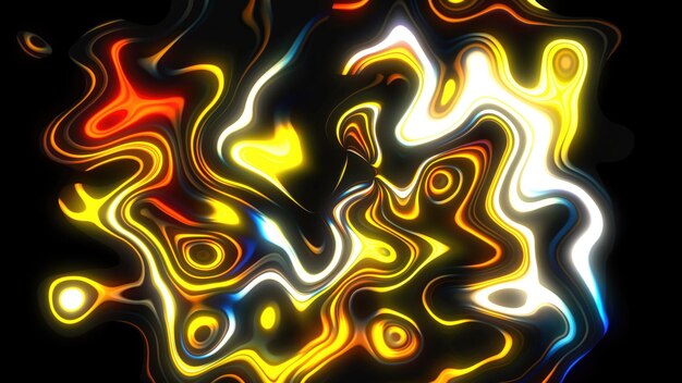 Abstrait coloré avec tache d'huile d'onde visuelle sur ordinateur de rendu 3d noir générant