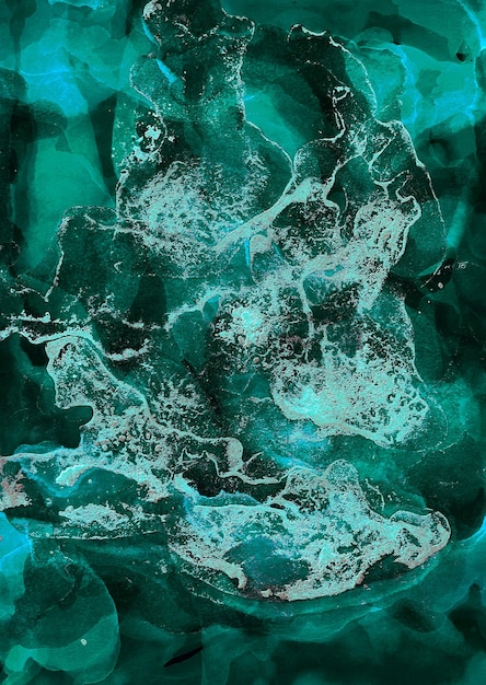 Photo abstrait de couleur verte, peinture à l'alcool dessinée à la main, technique d'encre liquide