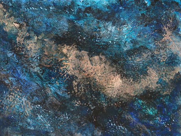 Abstrait avec coups de pinceau bleu et or peinture intérieure à l'huile peinture sur toile art moderne
