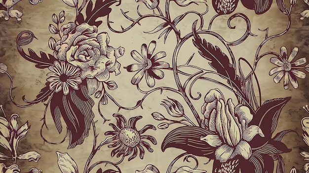 Abstrait dessiné à la main motif floral sans couture fond vintage motif floral peut être utilisé pour le papier peint motif textile remplit la page web fond textures de surface emballage et invitations