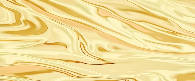 Abstrait doré et texture de flux de peinture liquide réalistes effet satiné Texture fluide liquide décorative pour les couvertures de papier peint web Toile de fond beige acrylique avec espace de copie vue de dessus