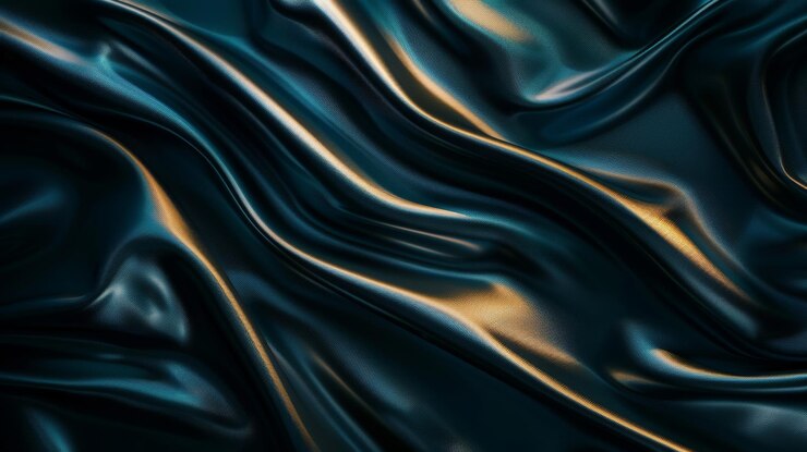 Photo abstrait drapeau de soie en teal et en or