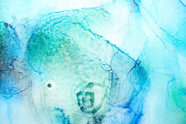 Abstrait d'encre d'alcool Peinture acrylique de luxe doré bleu dans l'eau Texture du motif d'impression en marbre