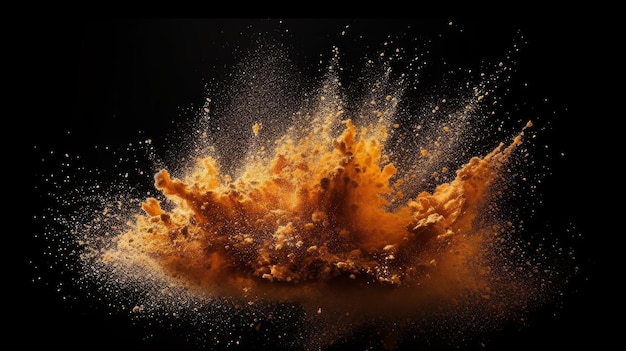 Abstrait explosion de poussière orange générative ai