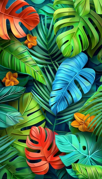 Abstrait feuilles tropicales fond d'été