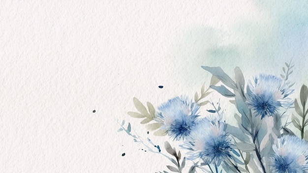 Abstrait Floral Bleu Fleur Aquarelle Fond Sur Papier