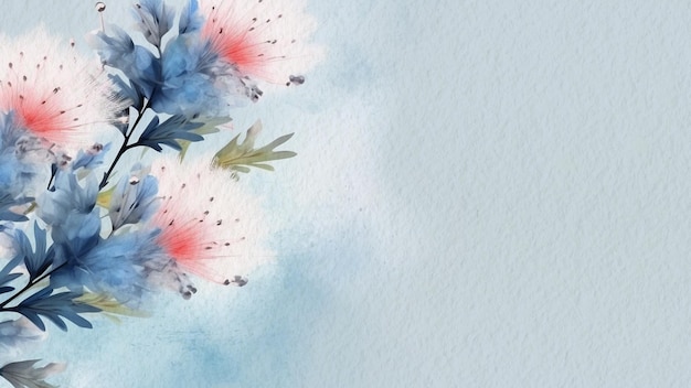 Abstrait Floral Bleu Fleur Aquarelle Fond Sur Papier