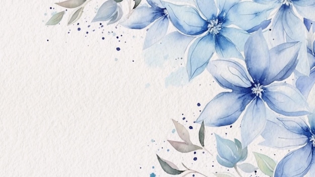 Photo abstrait floral bleu fleur aquarelle fond sur papier