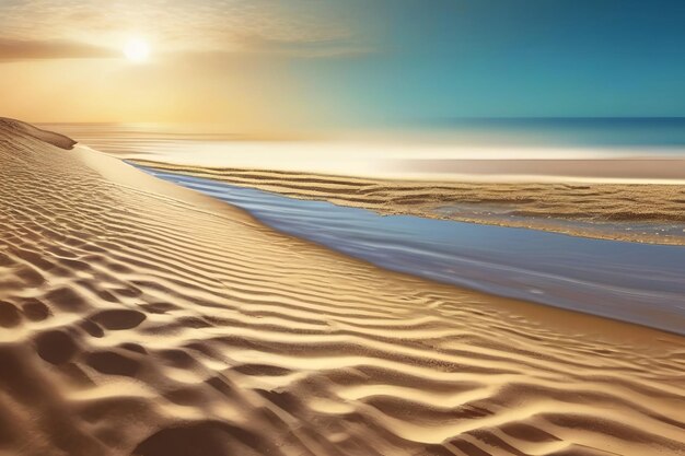 Abstrait flou fond défocalisé plage d'été tropicale avec sable doré océan turquoise et bleu