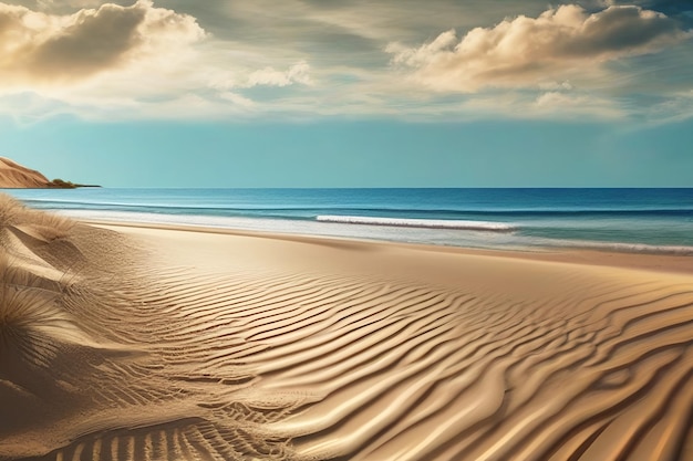 Abstrait flou fond défocalisé plage d'été tropicale avec sable doré océan turquoise et bleu