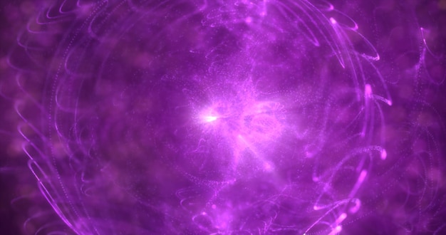 Abstrait futuriste brillant avec une étoile cosmique de sphère ronde de lumière violette de l'énergie magique de haute technologie