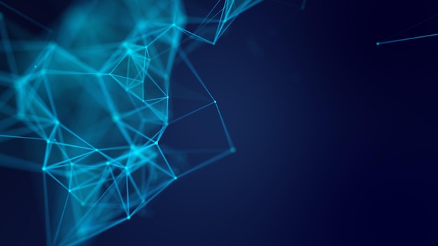 Abstrait géométrique bleu connexions fond intelligence artificielle tech concept médical réseau cyber technologie fond